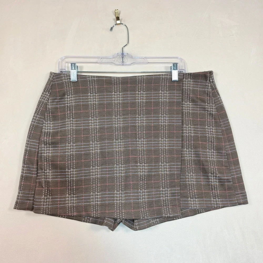 Maurices Plaid Skort Womens L Brown Academia Preppy Dark Academia‎ Y2K Coquette